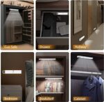 Racokky LED Sensor Licht 50 LEDs,  Schrankbeleuchtung, Wiederaufladbar Dimmbare Schranklicht mit Bewegungsmelder, LED Küchenleuchte, Weiches Licht für Kleiderschrank, Treppe – Bild 5
