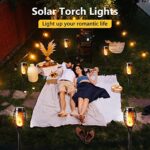 Geemoo, Solarleuchten für Aussen Garten, Geemoo Solar Fackel Gartenfackeln mit Realistischer Flammeneffekt, Wasserdicht Solarlampe für Aussen, Hinterhöfe, Gärten, Rasen Beleuchtung (Warmweiss) – Bild 7