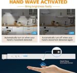 Racokky LED Sensor Licht 50 LEDs,  Schrankbeleuchtung, Wiederaufladbar Dimmbare Schranklicht mit Bewegungsmelder, LED Küchenleuchte, Weiches Licht für Kleiderschrank, Treppe – Bild 6