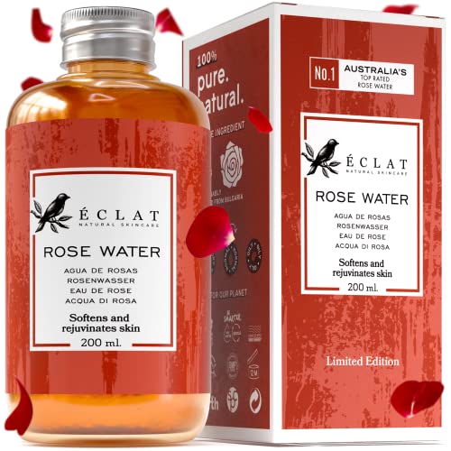 51RGniKLtL.jpg Eclat Skincare, Reines Rosenwasser für Gesicht, Haut & Haar, Bio-Rosenwasser Toner aus handgeernteten frischen bulgarischen Rosen für empfindliche Haut, Natürliches Gesichtswasser, nährend, feuchtigkeitsspendend – Bild 1