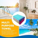 Ben Kaufman buntes gestreiftes Strand- und Pool-Handtuch – grosses Baumwollhandtuch – weich und saugfähig – verschiedene Farben – 81,3 x 157,5 cm – 4 Stück – Bild 4