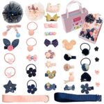 Comius Kinder Schleife und Haargummis Set, 36 Stücke Nette Baby Mädchen Kinder Haarbögen Haarclip für Kinder Geburtstagsgeschenk Kindertagsgeschenk ((Ivory + Navy))