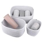 La Jolíe Muse Korb Aufbewahrung, Aufbewahrungskorb 3er-Set, Wickelkommode Organizer, 30cm Baumwollseil Storage Baskets Mehrzweck Organisations Behälter
