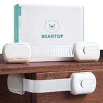 BEARTOP Kindersicherung Schrank, Schranksicherung Baby, Schrankschloss, BPA-frei, Einstellbare Länge, Starker Halt, 3cm-12cm, Weiss