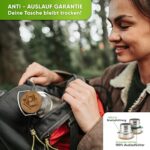 Blockhütte. Premium Edelstahl Trinkflasche isoliert I mit Naturborsten Bürste I Isolierflasche auslaufsicher I Wasserflasche spülmaschinenfest für Uni, Büro I BPA Frei – Bild 5