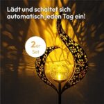 Gadgy Solarlampen für aussen Garten 2er Set, Wasserdichte Solar Leuchten Garten als Garten Deko draussen, LED Laternen für draussen, Gartenleuchten solar [Energieklasse A] – Bild 3