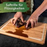 Loco Bird massives Bambus Schneidebrett mit Saftrille, 44,8x30x2 cm grosses Holz-Brett für die Küche, XXL Tranchierbrett, Antibakterielles Holzbrett – Bild 3