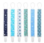 YOOFOSS Schnullerkette 6er Pack Baumwolle Baby Schnullerband Nuckelketten Junge Mädchen Schnullerketten für Schnur mit Clips Tupfen
