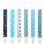 YOOFOSS Schnullerkette 6er Pack Baumwolle Baby Schnullerband Nuckelketten Junge Mädchen Schnullerketten für Schnur mit Clips Tupfen