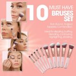 Lamora, Make Up Pinselset Kosmetik Kabuki Pinsel Set, 10 Teiliges Premium Schminkpinsel Set (Puderpinsel Foundation Pinsel Inkl.), Ideal für Puder, Cremige oder Flüssige Foundation, Super Geschenkidee – Bild 2