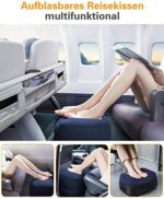 Sunany Aufblasbares Fussstützen kissen für Reisen, Kinder, Erwachsene, Flugzeug Reisekissen, höhenverstellbar, für Kinder zum Schlafen auf Reisen, geeignet für Büro, Zuhause und jede Reise – Bild 2
