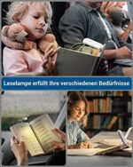 dewenwils Leselampe Buch Klemme, USB Wiederaufladbare Klemmleuchte für Lesen im Bett, 2 Helligkeitsstufen Leselicht, Warmweisses Buchlampe, Geschenk – Bild 7