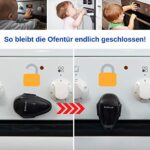 YDM Kids, Backofentür Kindersicherung,  mit Hitze resistentem Kleber, Doppel-Druck-Knopf, Rückstands-los entfernbar, Backofentür Sperre zum Kleben, Backofen Baby Sicherung, Herdknopf Schutz – Bild 2