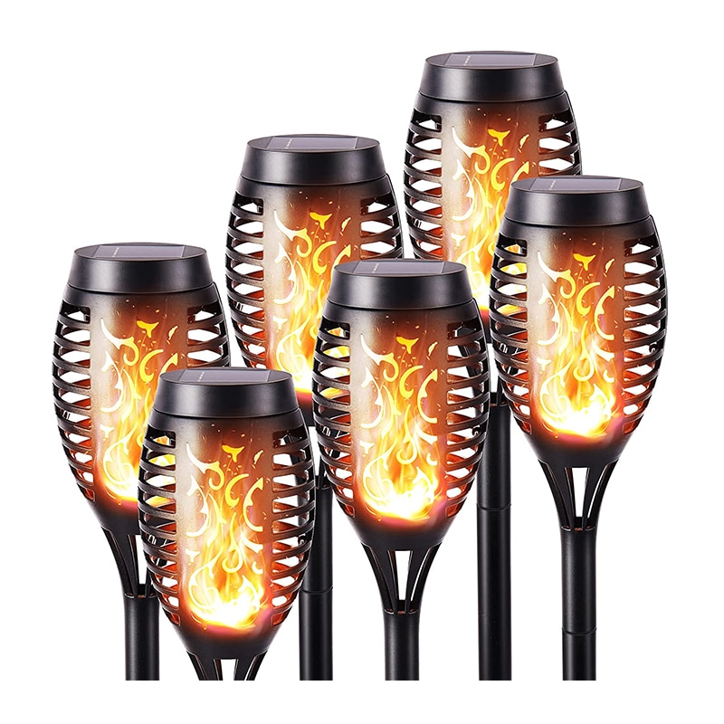 6 Geemoo, Solarleuchten für Aussen Garten, Geemoo Solar Fackel Gartenfackeln mit Realistischer Flammeneffekt, Wasserdicht Solarlampe für Aussen, Hinterhöfe, Gärten, Rasen Beleuchtung (Warmweiss) – Bild 1