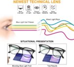 URAQT Blaulichtfilter Brille Damen & Herren – Schwarz, Rund, Anti-Blaulicht PC & Gaming