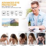URAQT Blaulichtfilter Brille Damen & Herren – Schwarz, Rund, Anti-Blaulicht PC & Gaming
