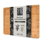 Loco Bird massives Bambus Schneidebrett mit Saftrille, 44,8x30x2 cm grosses Holz-Brett für die Küche, XXL Tranchierbrett, Antibakterielles Holzbrett