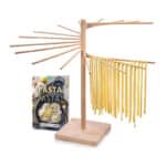 SÄNGER, Pastatrockner aus Holz, Nudeltrockner, Nudelständer zum Trocknen, Gesamthöhe 50cm, mit 16 abnehmbaren Armen, inkl. Booklet „Pasta Pasta“ mit 10 exklusiven Pastarezepten