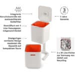 Joseph Joseph IntelligentWaste Totem Compact  – Abfalltrennsystem – Küchenabfalleimer mit getrennten Wertstoff- und Speiseabfallfächern, Deckel mit integriertem Geruchsfilter – Bild 2