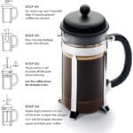Bodum 1918-01 CAFFETTIERA Kaffeebereiter (French Press System, Permanent Edelstahlfilter, 1,0 liters) – Bild 3
