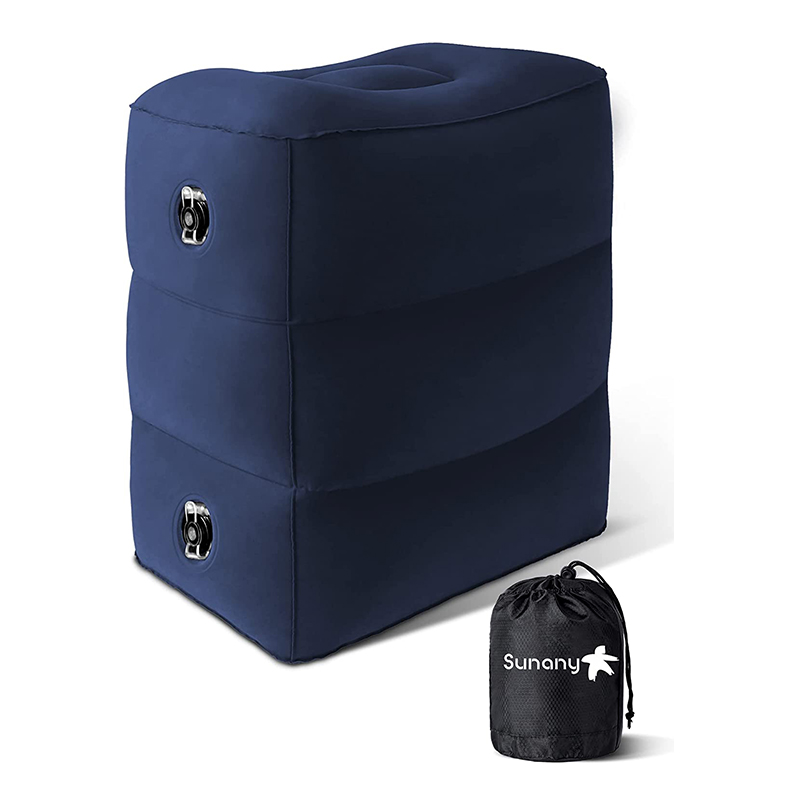 blue Sunany Aufblasbares Fussstützen kissen für Reisen, Kinder, Erwachsene, Flugzeug Reisekissen, höhenverstellbar, für Kinder zum Schlafen auf Reisen, geeignet für Büro, Zuhause und jede Reise – Bild 1