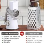 Käsereibe, Reibe für Gemüse mit 3 Trommelblättern, Trommelreibe Schnelleres und Einfaches Schneiden, Gemüseschneider Ideal für Käse, Gurken, Karotten, Nüsse usw. – Bild 2