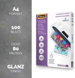 Fellowes Laminierfolien A4 ImageLast, 80 Mikron (2 x 80 Mikron), 100 Stück, transparent mit Ausrichtungshilfe. Ideal für Fotos und Informationshinweise mit optimalem Kontrast – Bild 2