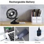SkyGenius Mini-Tischventilator mit Clip, batteriebetrieben – Bild 4
