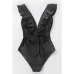 CUPSHE Damen Einteiler Badeanzug Rüschen V Ausschnitt Monokinis Bauchweg Einteiliger Bademode Swimsuit – Bild 5