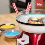 Gadgy Zuckerwattemaschine - Retro Cotton Candy Machine - Zuckerwatte Maschine mit Stäbchen und Messlöffel - Höhe 22 cm Rot Weiss - 500 Watt Zuckerwattenmaschiene für zuhause – Bild 8