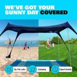 SUN NINJA Strandzelt, Sonnensegel LSF 50+, mit Sandschaufel, Heringen und Stabilitätsstangen, Schattensegel für draussen für Campingausflüge, Angeln, Spass im Garten oder Picknicks – Bild 5