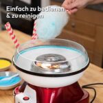 Gadgy Zuckerwattemaschine - Retro Cotton Candy Machine - Zuckerwatte Maschine mit Stäbchen und Messlöffel - Höhe 22 cm Rot Weiss - 500 Watt Zuckerwattenmaschiene für zuhause – Bild 6