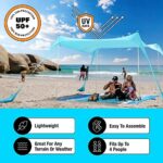SUN NINJA Strandzelt, Sonnensegel LSF 50+, mit Sandschaufel, Heringen und Stabilitätsstangen, Schattensegel für draussen für Campingausflüge, Angeln, Spass im Garten oder Picknicks – Bild 2