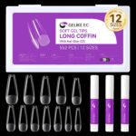 Gelike ec Nageltips 552 Stück Fake Nails Transparent, Künstliche Nägel Zum Aufkleben Nail Art Starter DIY