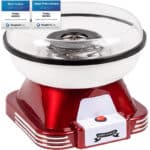 Gadgy Zuckerwattemaschine - Retro Cotton Candy Machine - Zuckerwatte Maschine mit Stäbchen und Messlöffel - Höhe 22 cm Rot Weiss - 500 Watt Zuckerwattenmaschiene für zuhause