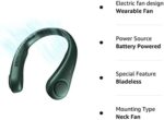 JISULIFE Tragbarer Hals-Ventilator, Hands Free Bladeless Fan, 4000 mAh Batteriebetriebener Tragbarer Persönlicher Ventilator, USB-Betriebener Schreibtisch-Ventilator, 3 Geschwindigkeiten – Bild 9
