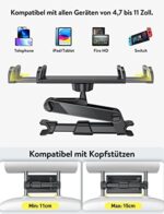 TRYONE Tablet Halterung Auto, Tablet Halter Kopfstütze - Ausziehbare KFZ-Kopfstützenhalterung für iPad iPhone Serie/Samsung Galaxy Tabs/Kindle Fire HD/Switch usw. 4,4-11 Zoll Geräte – Bild 5