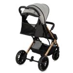 MoMi ESTELLE DAKAR Kinderwagen ab 6. Monat (bis 22 kg), klappbarer Buggy mit 5-Punkt-Sicherheitsgurt, Einkaufskorb Liegefunktion, Teleskop-Stange zu Ziehen, steht nach Zusammenklappen Leopard – Bild 14