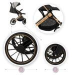 MoMi ESTELLE DAKAR Kinderwagen ab 6. Monat (bis 22 kg), klappbarer Buggy mit 5-Punkt-Sicherheitsgurt, Einkaufskorb Liegefunktion, Teleskop-Stange zu Ziehen, steht nach Zusammenklappen Leopard – Bild 5