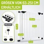 BOMI Babygitter Tür 63-121| 90° Stop | Schliesst automatisch | Hundeschutzgitter und Treppenschutzgitter Hund | Steigenschutzgitter für Geländer und Treppe – Bild 2