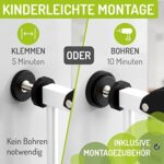 BOMI Babygitter Tür 63-121| 90° Stop | Schliesst automatisch | Hundeschutzgitter und Treppenschutzgitter Hund | Steigenschutzgitter für Geländer und Treppe – Bild 3