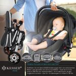 KESSER® Loops 3 in 1 Kinderwagen Kombikinderwagen komplettset incl. Babywanne & Buggy Sportsitz &Auto-Babyschale - Voll-Gummireifen - Wickeltasche/Regenschutz/Kindertisch Set Asphal – Bild 5
