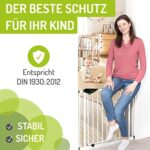 BOMI Babygitter Tür 63-121| 90° Stop | Schliesst automatisch | Hundeschutzgitter und Treppenschutzgitter Hund | Steigenschutzgitter für Geländer und Treppe – Bild 4