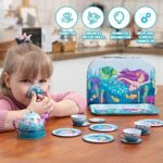 JOYIN Meerjungfrau Wackelkäfer Teeservice Tin Teekanne Set für Kinder Tee Party Küche Teekanne Set Spielzeug Kinder geburtstagsgeschenk 3-8 Jahre – Bild 8