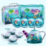 JOYIN Meerjungfrau Wackelkäfer Teeservice Tin Teekanne Set für Kinder Tee Party Küche Teekanne Set Spielzeug Kinder geburtstagsgeschenk 3-8 Jahre – Bild 2