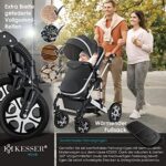 KESSER® Loops 3 in 1 Kinderwagen Kombikinderwagen komplettset incl. Babywanne & Buggy Sportsitz &Auto-Babyschale - Voll-Gummireifen - Wickeltasche/Regenschutz/Kindertisch Set Asphal – Bild 6