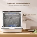 HAVA Tragbarer Mini Geschirrspüler, kompakter Spülmaschine, 6 Programme Mini Tischgeschirrspüler, 5 Liter Wasser benötigt, Trockenfunktion und Licht für Wohnungen, Schlafsäle und Wohnmobile – Bild 5