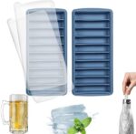 LessMo Silikon-Eiswürfelform, Eiswürfelform mit Deckel, LFGB Zertifiziert und BPA-Frei, Leicht zu Entnehmen, Verwendbar für Frozen Drinks, Whiskey und Cocktails, 10 Fächer