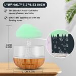 Weljoy Zen Regenwolken-Nachtlicht, Aromatherapie, ätherisches Öl, Diffusor, Mikro-Luftbefeuchter, Schreibtisch-Brunnen, Nachttisch, Schlafen, Entspannung, Stimmung, Wassertropfen-Geräusch – Bild 3