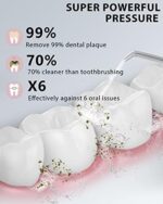 MySmile Leistungsstarke kabellose Munddusche, tragbare Munddusche mit 5 Modi OLED-Display, 8 austauschbaren Düsenspitzen und 350 ml abnehmbarem Wassertank für den Heimgebrauch – Bild 3